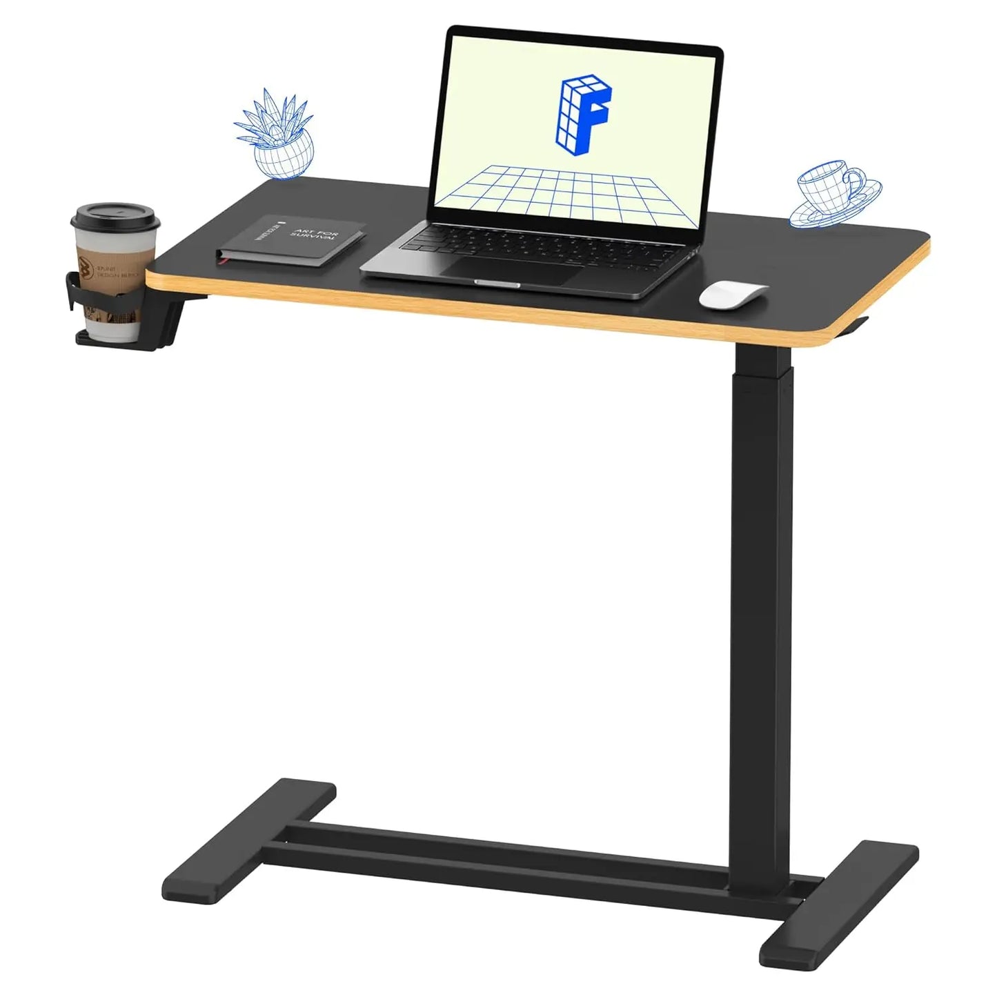 Compact Mobile Standing Desk – Pneumatic Height‑Adjustable Laptop Cart for Small Rooms