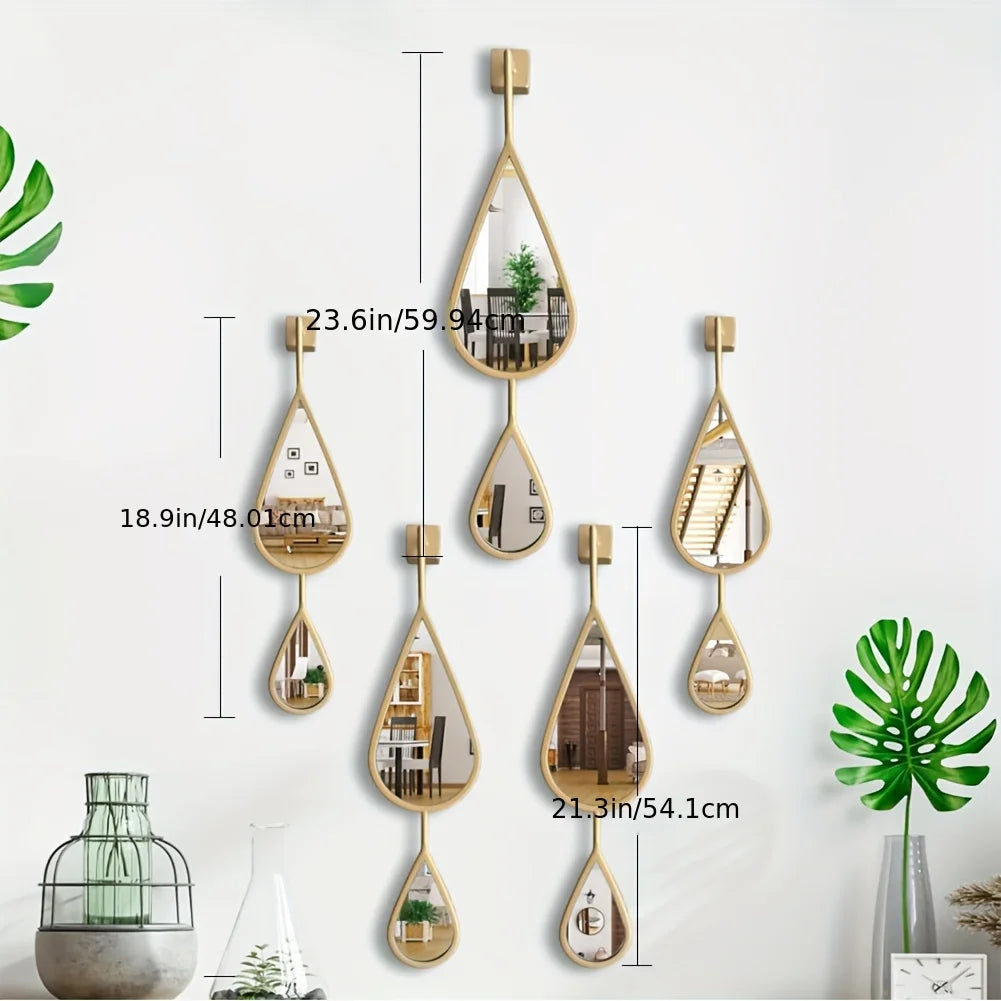 5-Pack Wall Mirror Set -Tear Drop Shape