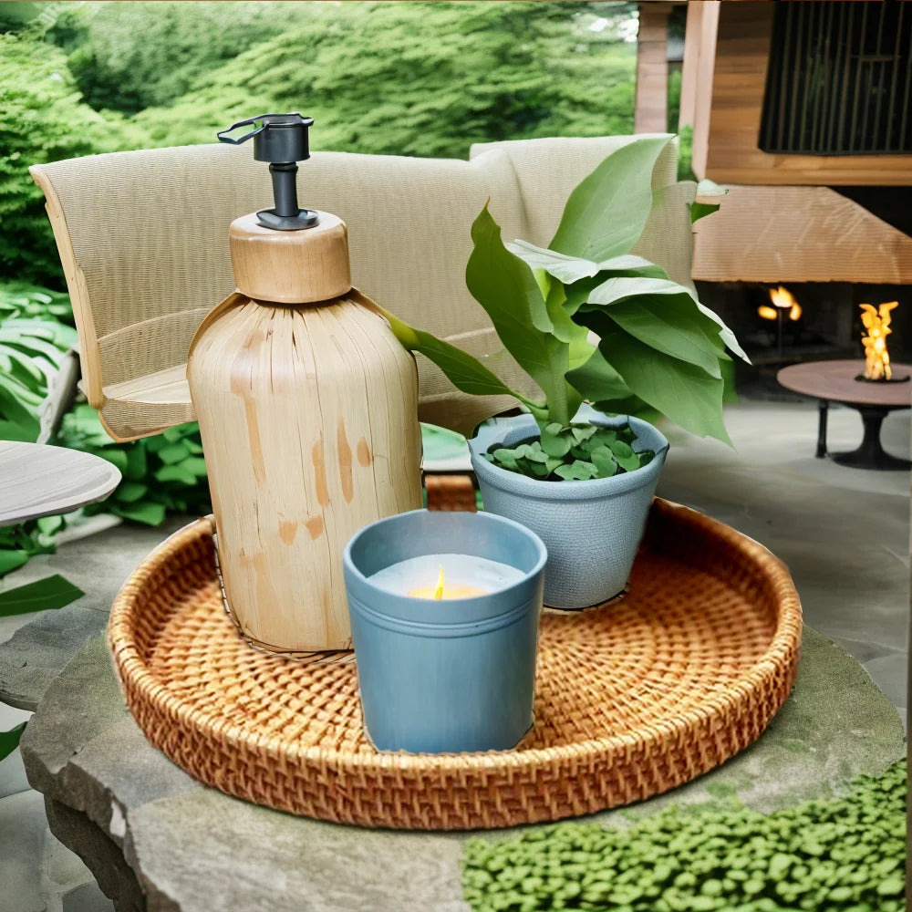 Heritage Round Rattan Serving Tray | Hand-Woven Accent Basket
