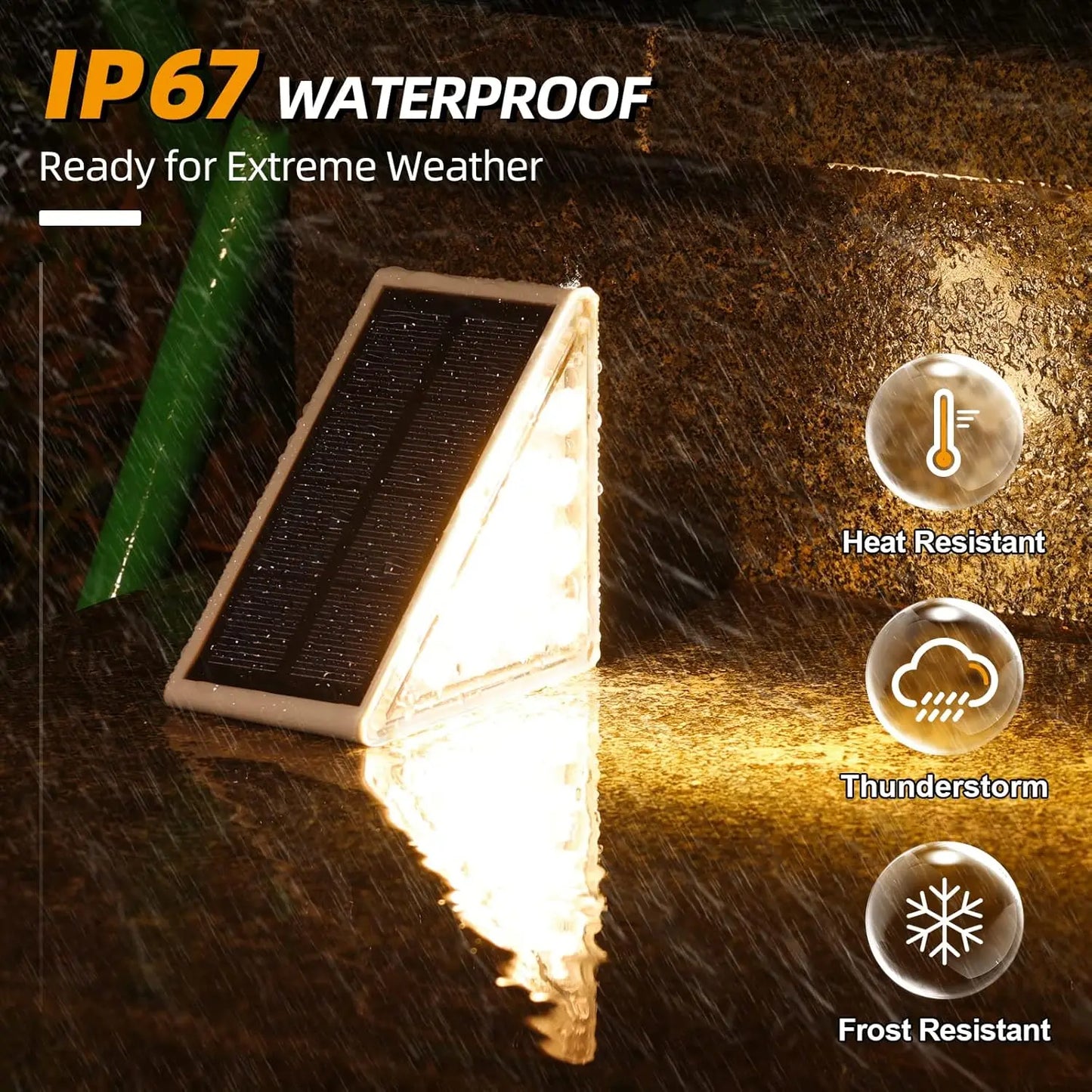 Solar Step Lights,6 Pack Warm White Solar Stair Lights, Waterproof IP67 Auto On Off