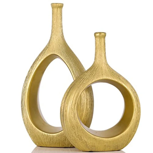 Ceramic Vase Set of 2 Hollow Circle