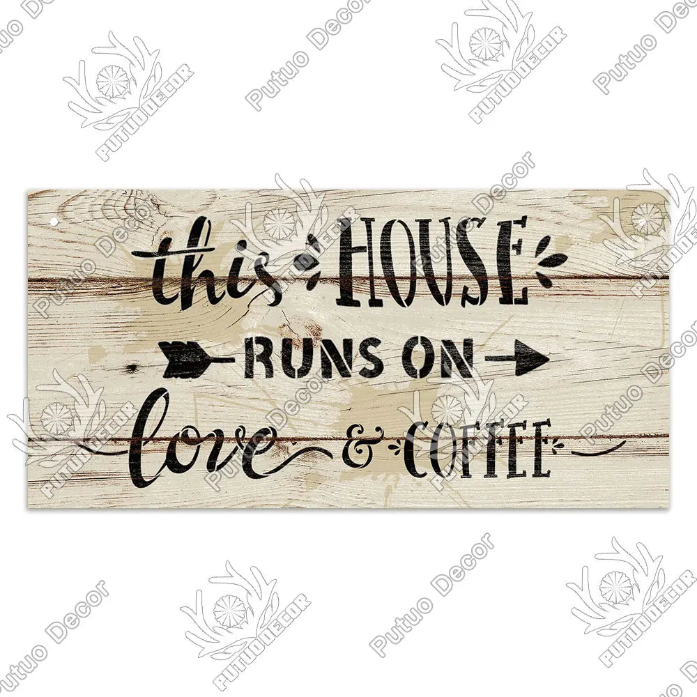Decor Coffee Wooden Signs - Plaque Wood Plate Rustic Hanging for Cafe, Bar, or Kitchen