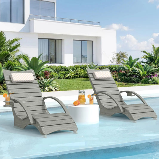 Lounge Chairs Set of 2 with Armrests – Fade‑Resistant Pool Loungers for 8–10" Shallow Water