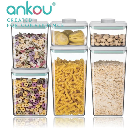 6Pcs Airtight Food Storage Containers - BPA-Free, Pop Lids, and Stackable for Kitchen Pantry Organization