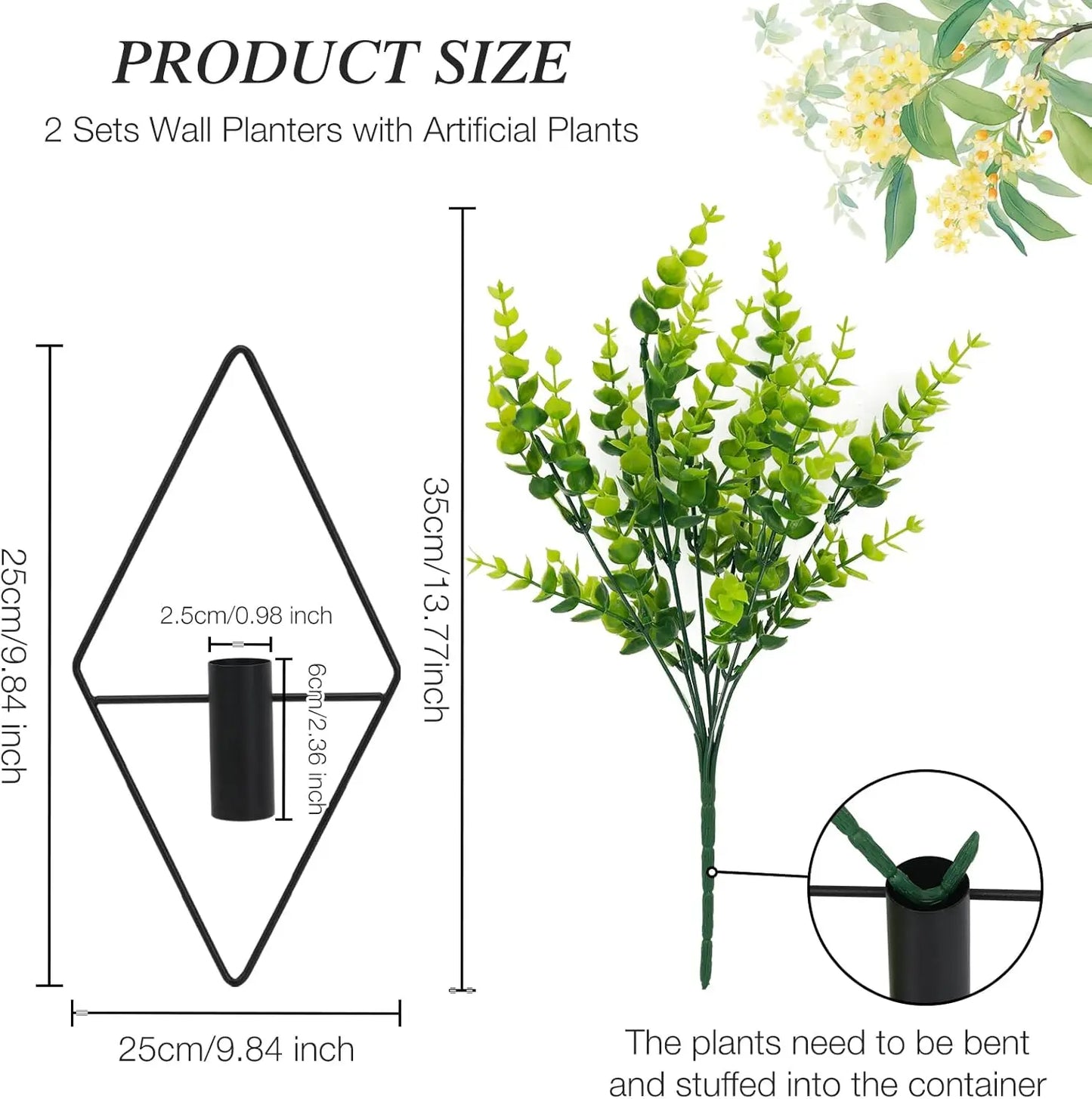 3‑Piece Artificial Eucalyptus Wall Plants – Hanging Greenery Home Décor Set