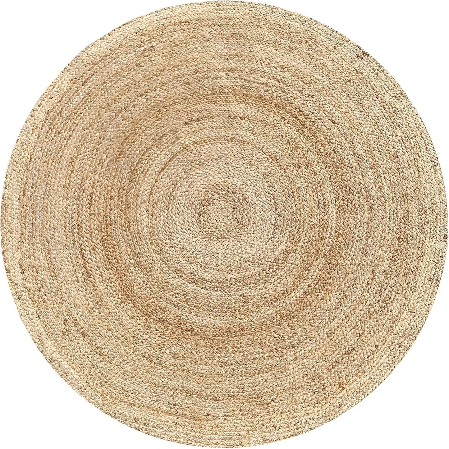 Hand Woven Braided Round Rug, 6 Feet Natural Reversible