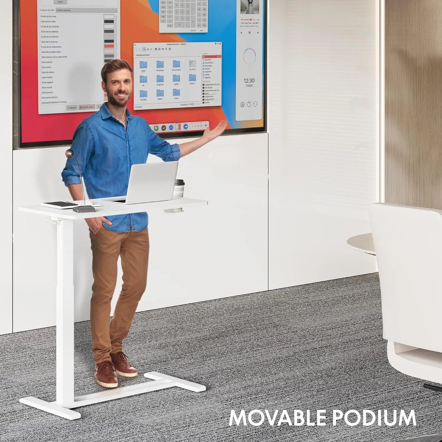 Compact Mobile Standing Desk – Pneumatic Height‑Adjustable Laptop Cart for Small Rooms