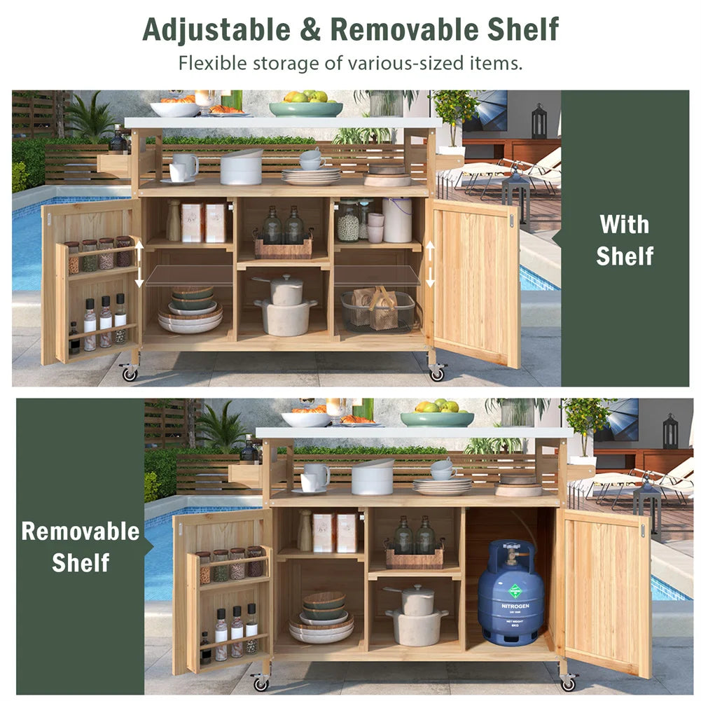 Mobile Outdoor Bar Cart – Portable Beverage Station with Built‑In Storage