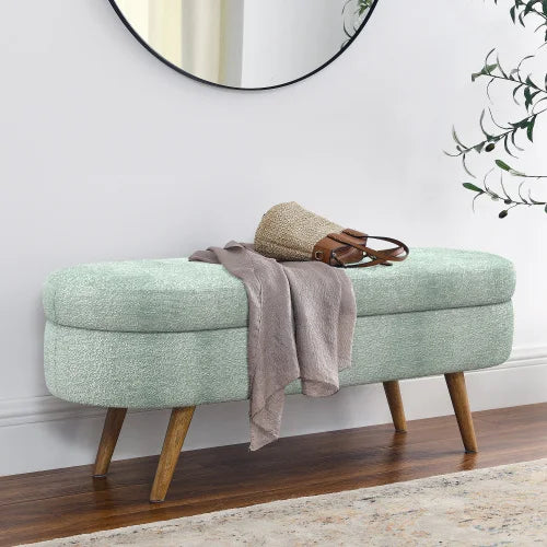 44" Storage Ottoman Bench, 300Lb. Capacity, Upholstered with Wood Legs