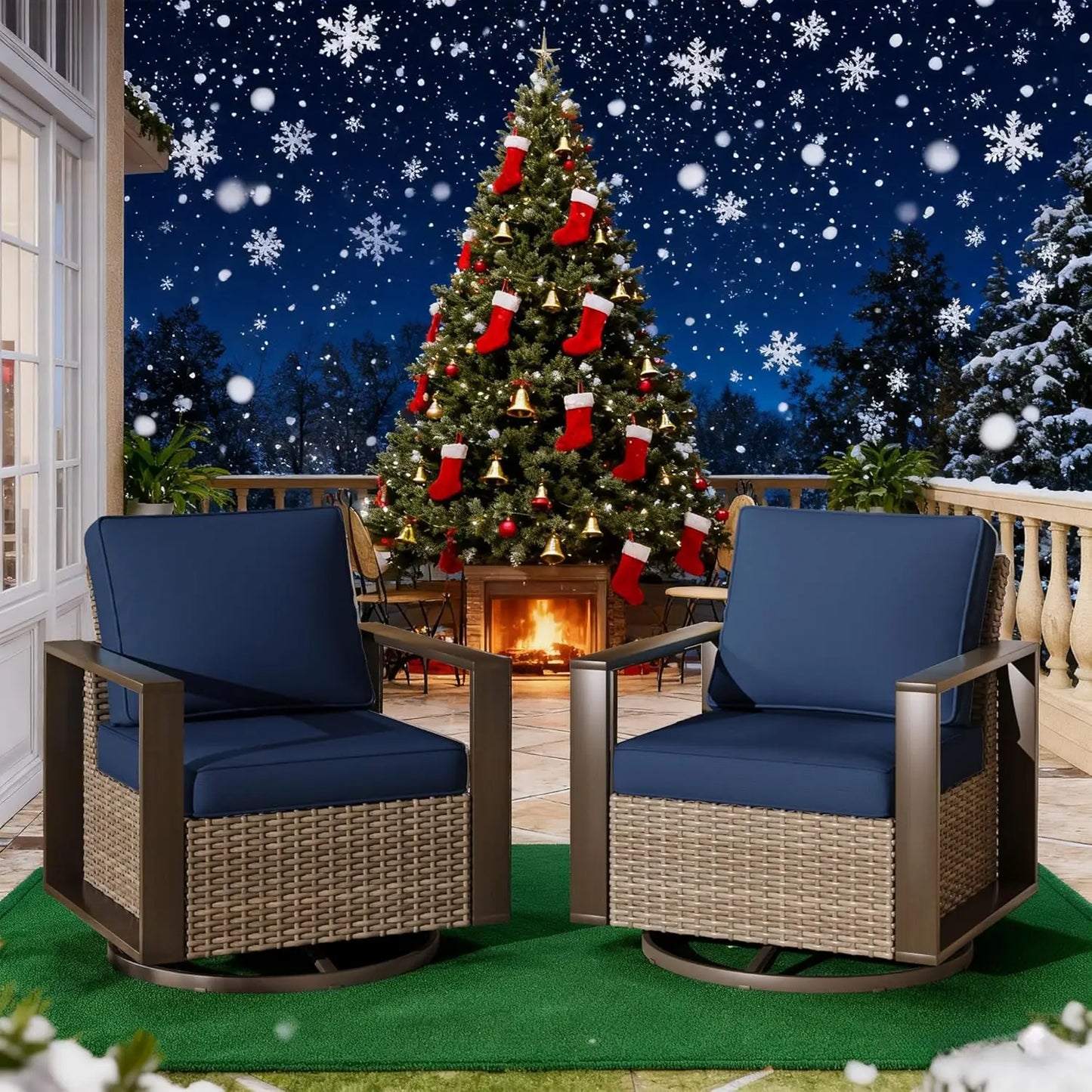 Outdoor Swivel Rocker Patio Chairs Set of 2