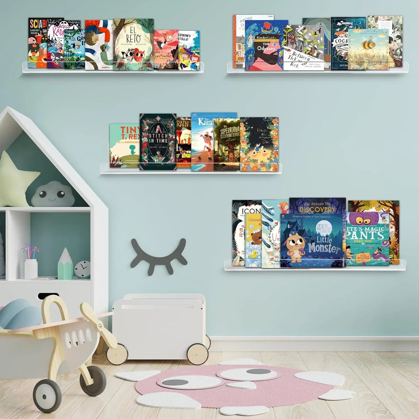 15" Clear Acrylic Floating Shelves - Set of 4