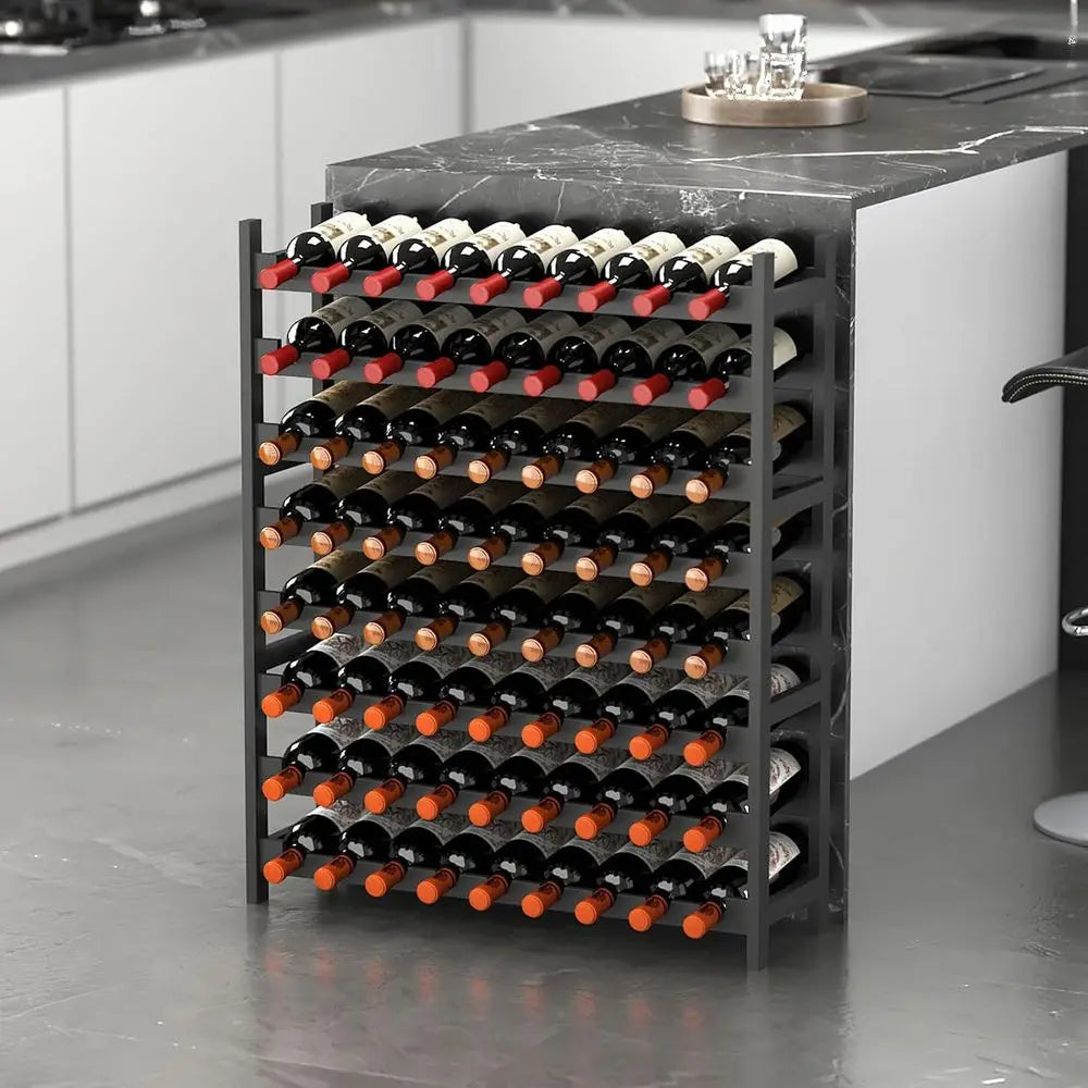 Freestanding Wine Rack, Bamboo 8-Tier 72 Wine Bottle Holder