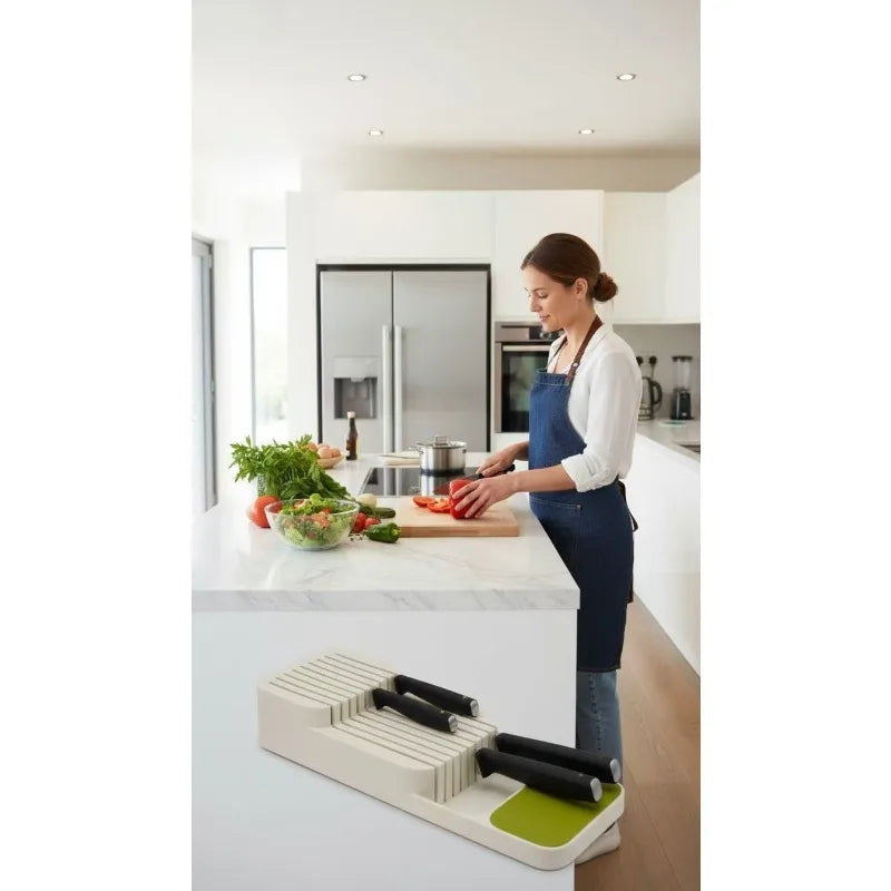 Kitchen knife sorting rack, drawer/countertop dual-purpose, with drain