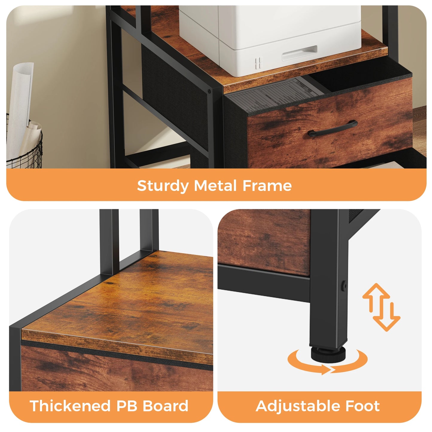 67" Gaming Computer Desk with 5 Drawers – Wood Office Desk with LED Lights & Built‑In Power Outlets