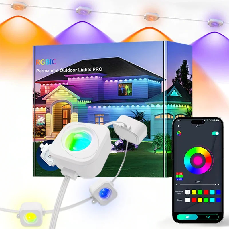 300FT Permanent Outdoor Lights – DIY Color‑Changing, Music Sync & Waterproof Design