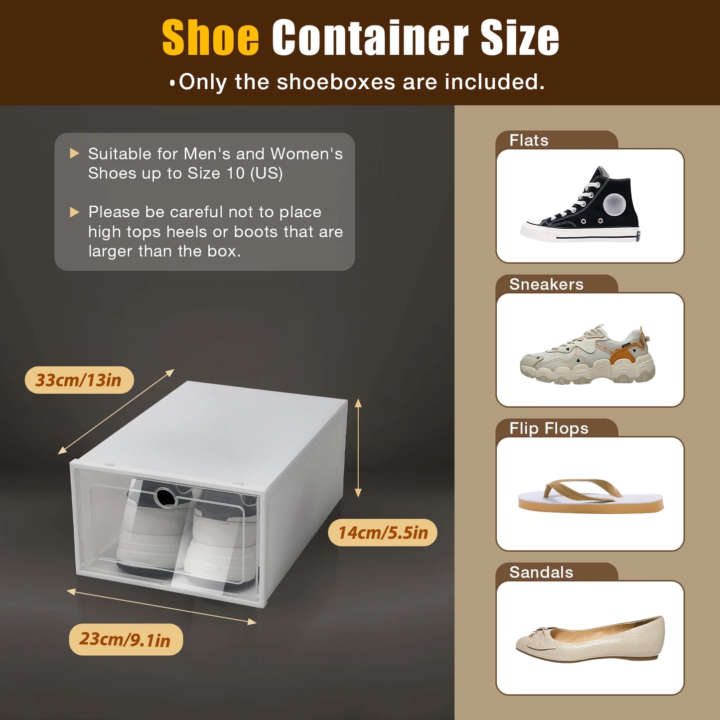 Foldable Flip Shoe Boxes Set (20/24 PCS) – Stackable Clear Plastic Shoe Storage Containers, 13" × 9" × 5.5"