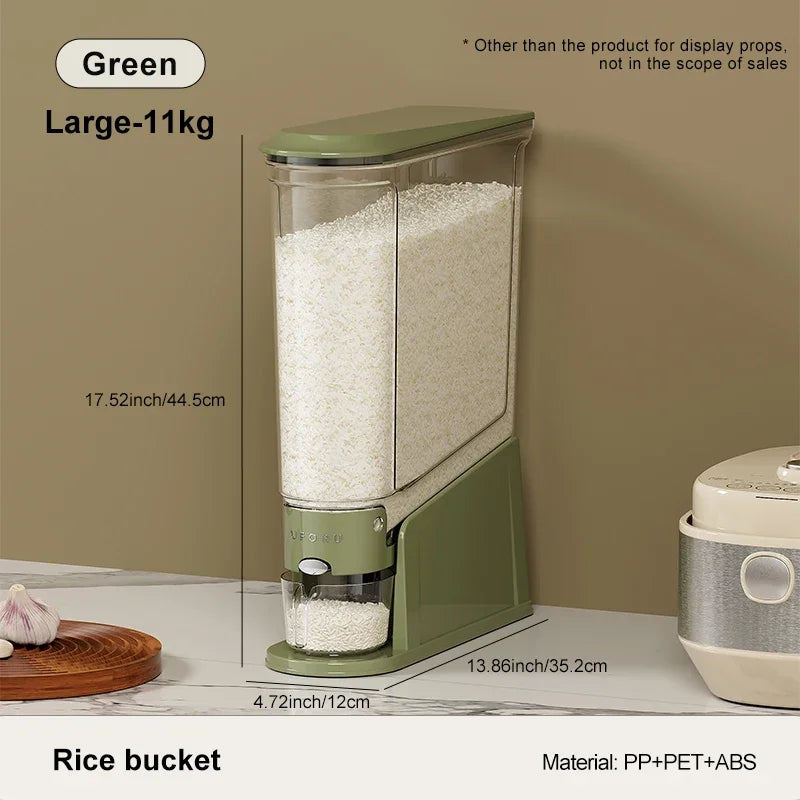 11/22lb. Sealed Rice & Cereal Dispenser – Moisture‑Proof, Insect‑Proof Storage Bucket with Measuring Cup