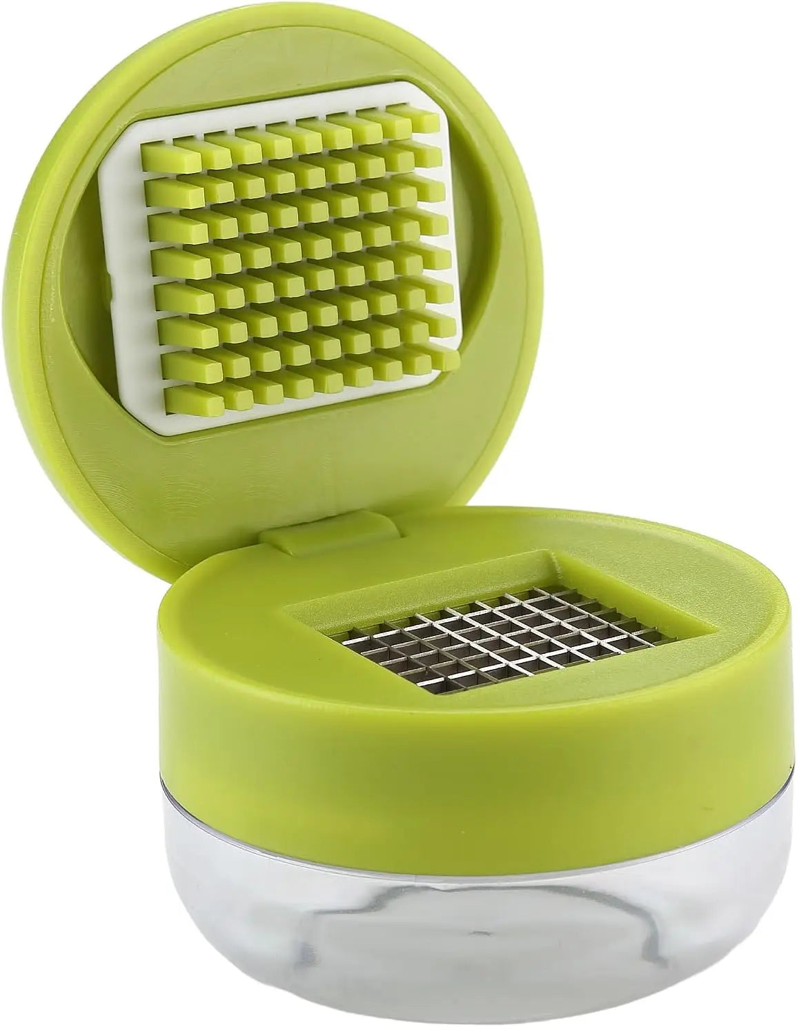2‑Piece Garlic Press Set – Stainless Steel Blades with Mini Cleaning Brushes (Green)