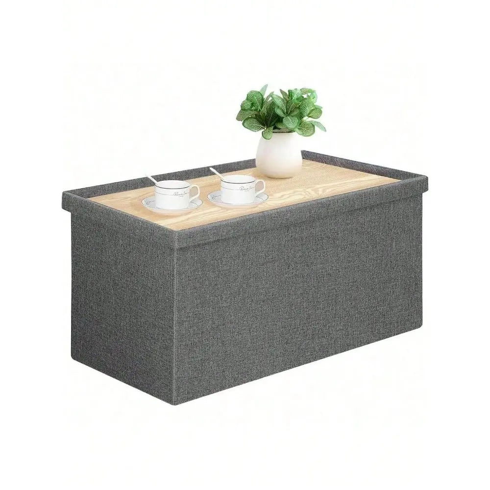 30 Inch Storage Ottoman With Lid Tray