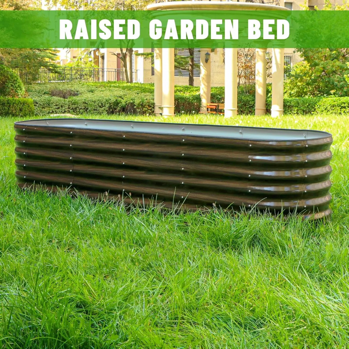 24" Tall Outdoor Planter Box – Brown Patio Plant Pot for Flowers, Herbs & Small Trees