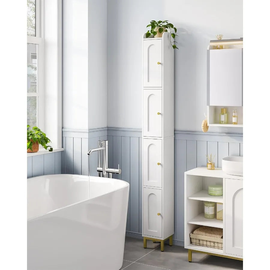 4‑Tier Narrow Tall Storage Cabinet – Slim Standing Organizer for Bathroom, Kitchen or Laundry
