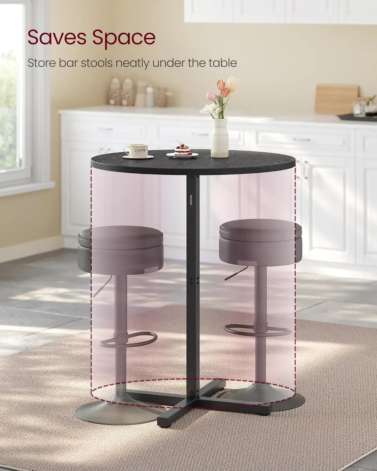 High Top Bar Pub/Cocktail Table Set of 2, Metal Frame