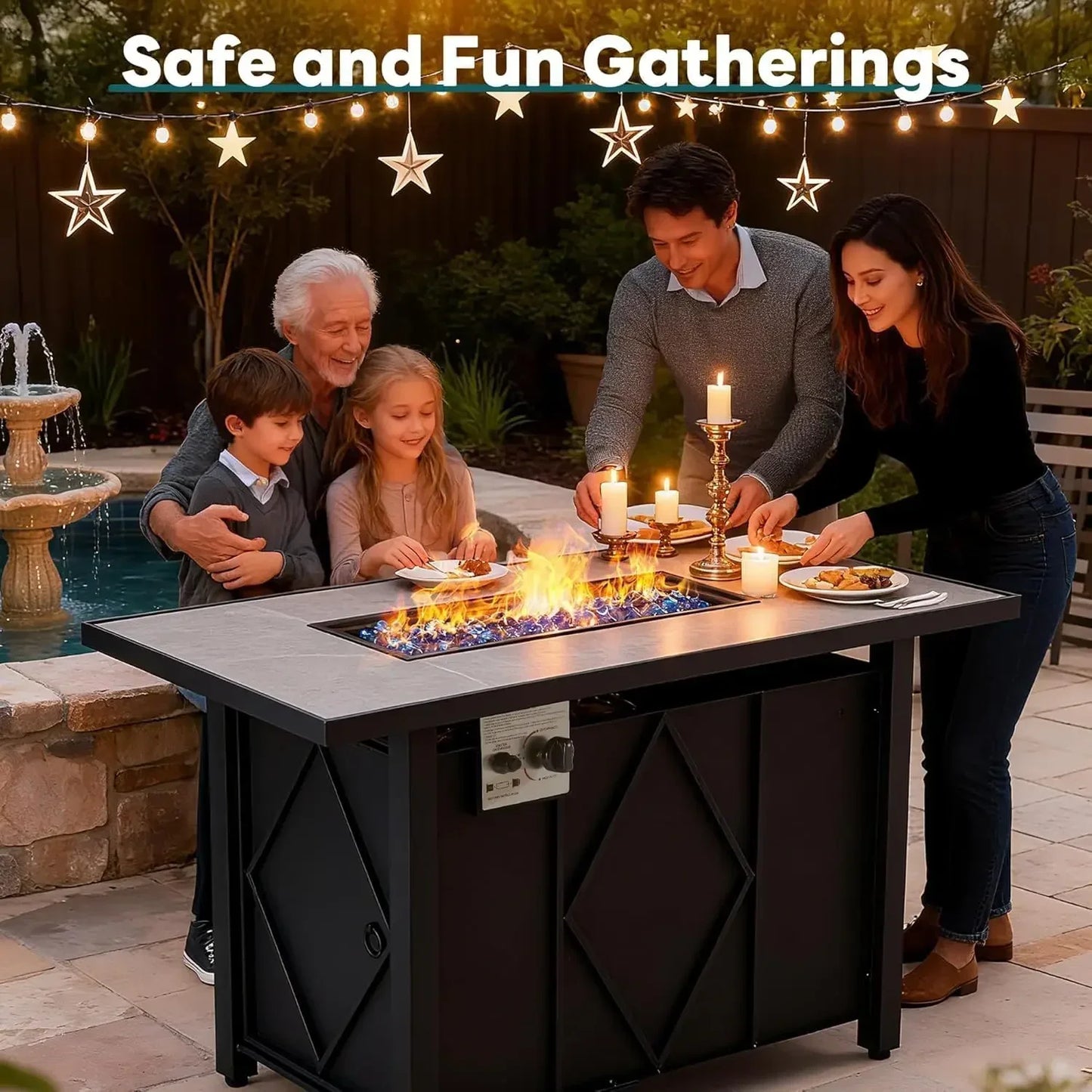 43" Propane Fire Pit Table – Outdoor Gas Fire Table with Adjustable Flame