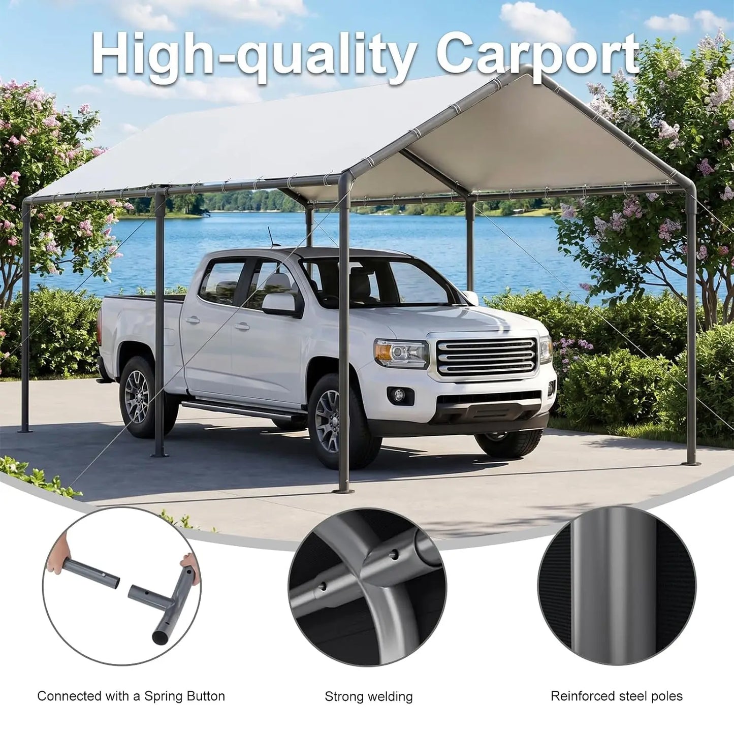 Heavy-Duty Galvanized Carport Canopy – Reinforced Outdoor Party Tent & Portable Garage Shelter (Custom Options Available)