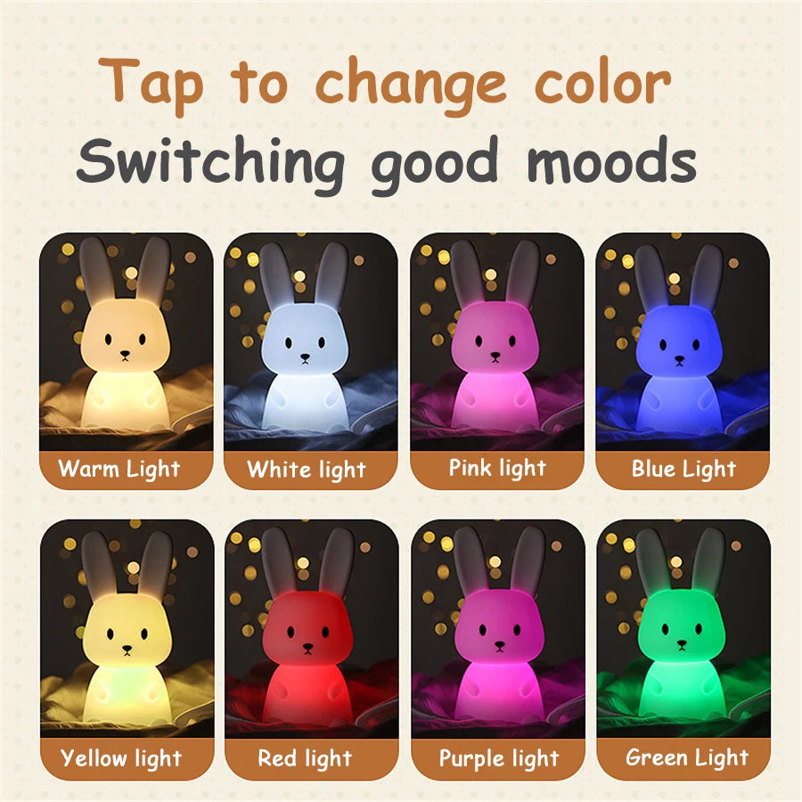 LED Night Light, Rabbit Animal, Dimmable USB Rechargeable