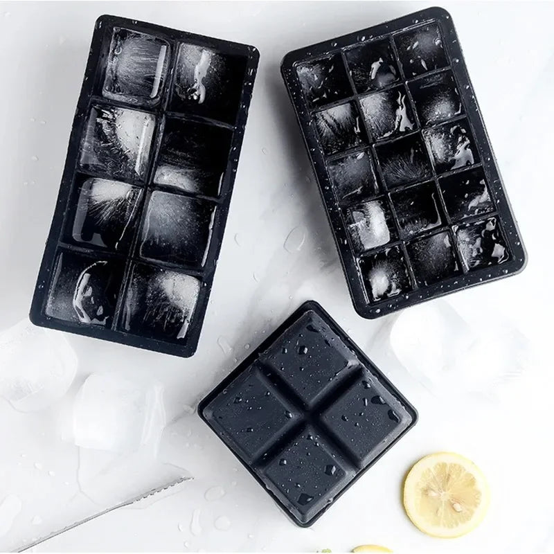 Premium Silicone Ice Cube Tray – Food‑Grade Square Mold Available in 4/6/8/15/160 Cubes
