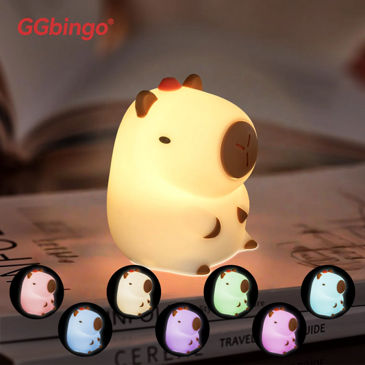 Rechargeable Capybara Night Light, Dimmable-Touch Lamp, Silicone