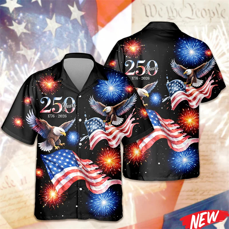 America 250 Years of Freedom Hawaiian Shirt Celebrating 250th Anniversary United States Short Sleeve