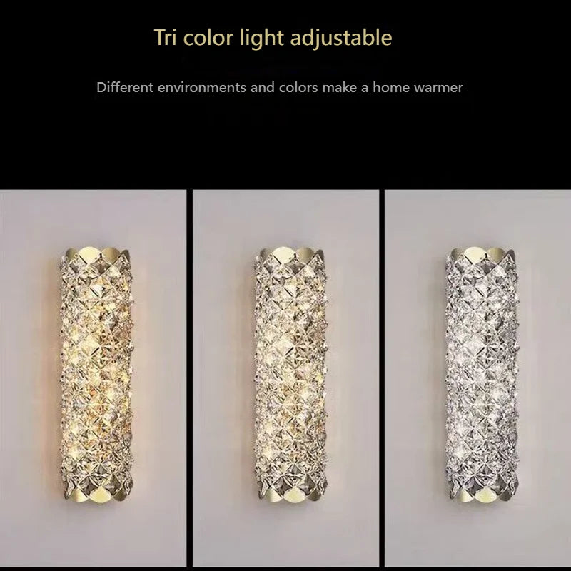 High-End Crystal Wall Light, Nordic Luxury Living Room Bedroom Bedside Long Wall