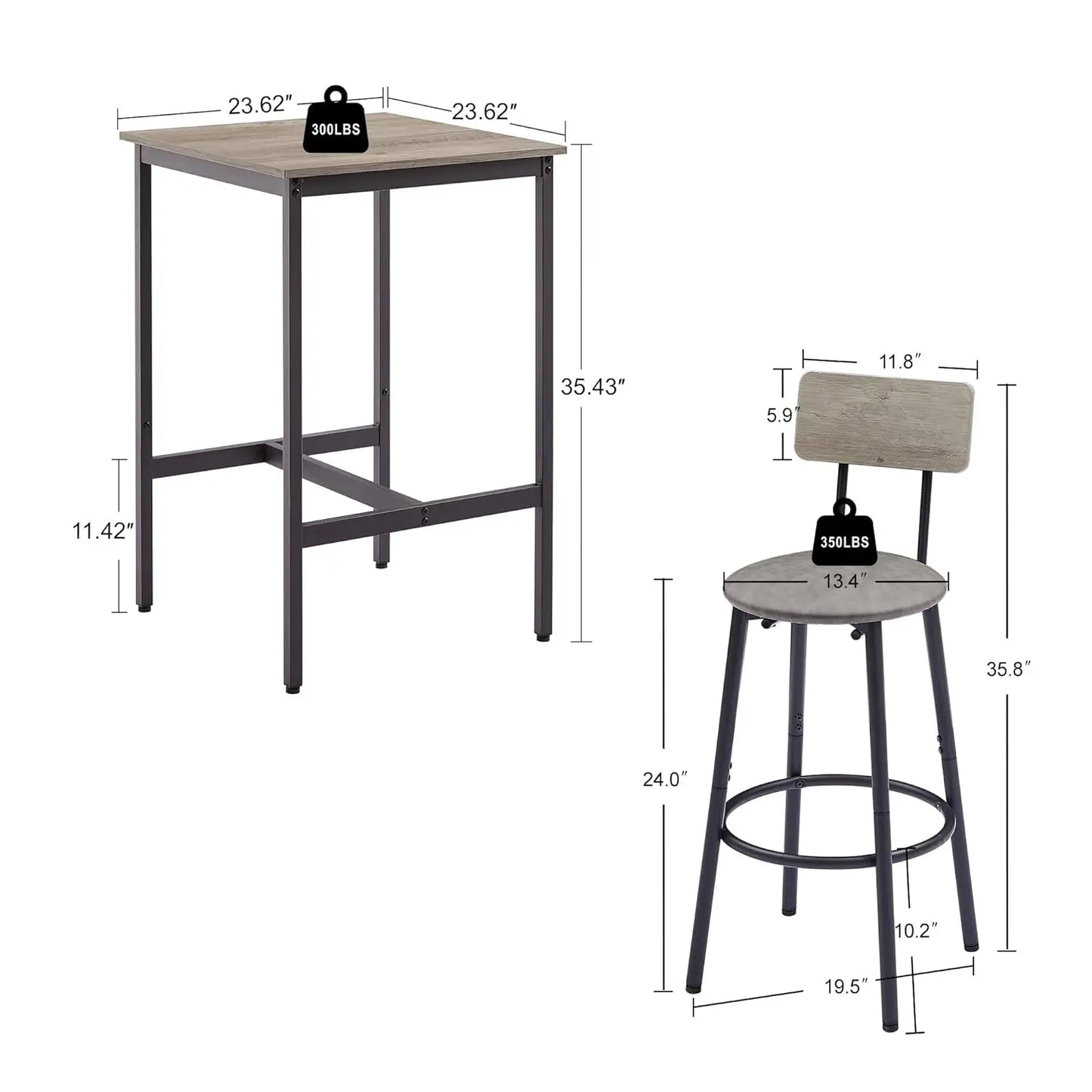 Bar Table Set for 2 with 2 Upholstered Stools