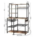 Power Bakers Rack with Support Bar – Kitchen Storage Shelf with Hooks for Dishes & Spice Bottles