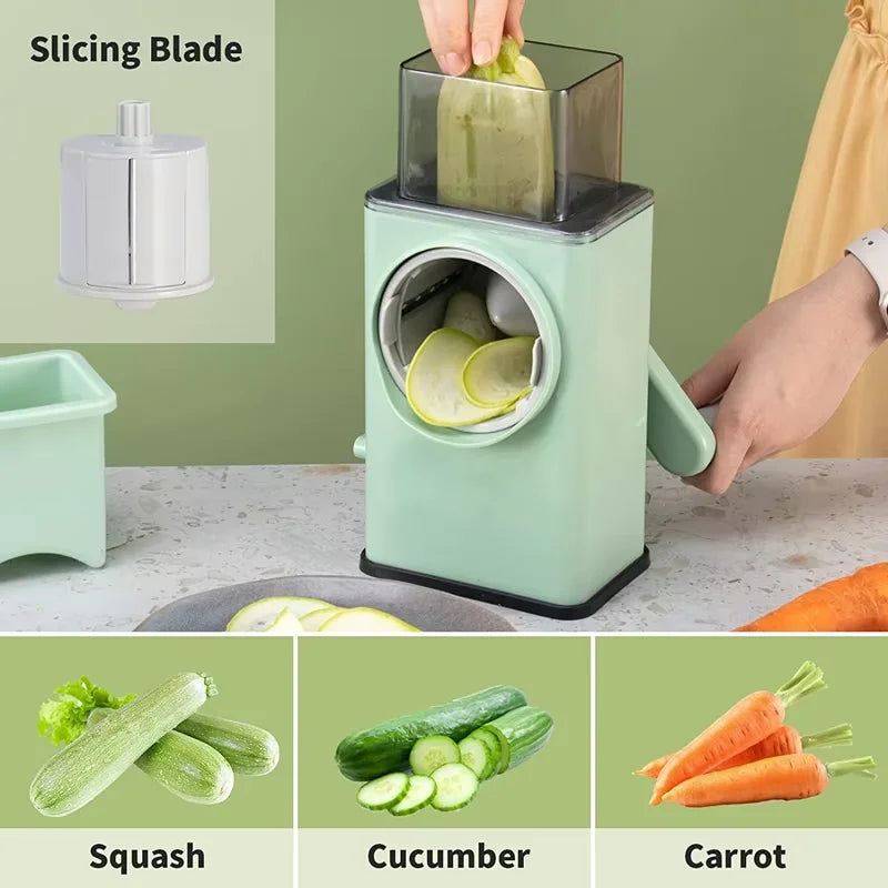 Rotary Cheese Grater 6 in 1 Hand Crank Vegetable Slicer Shredder - Veggie Slicer Grater Nut Chopper for Kitchen