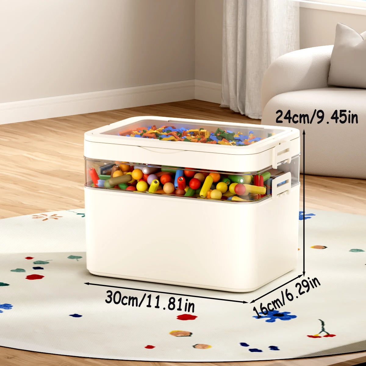 Large Capacity, Durable, Portable, Stackable Storage Box/Organizer with Handle