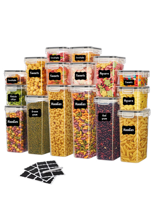 30pcs storage and organization labeled and marked airtight food storage containers and condiment canisters