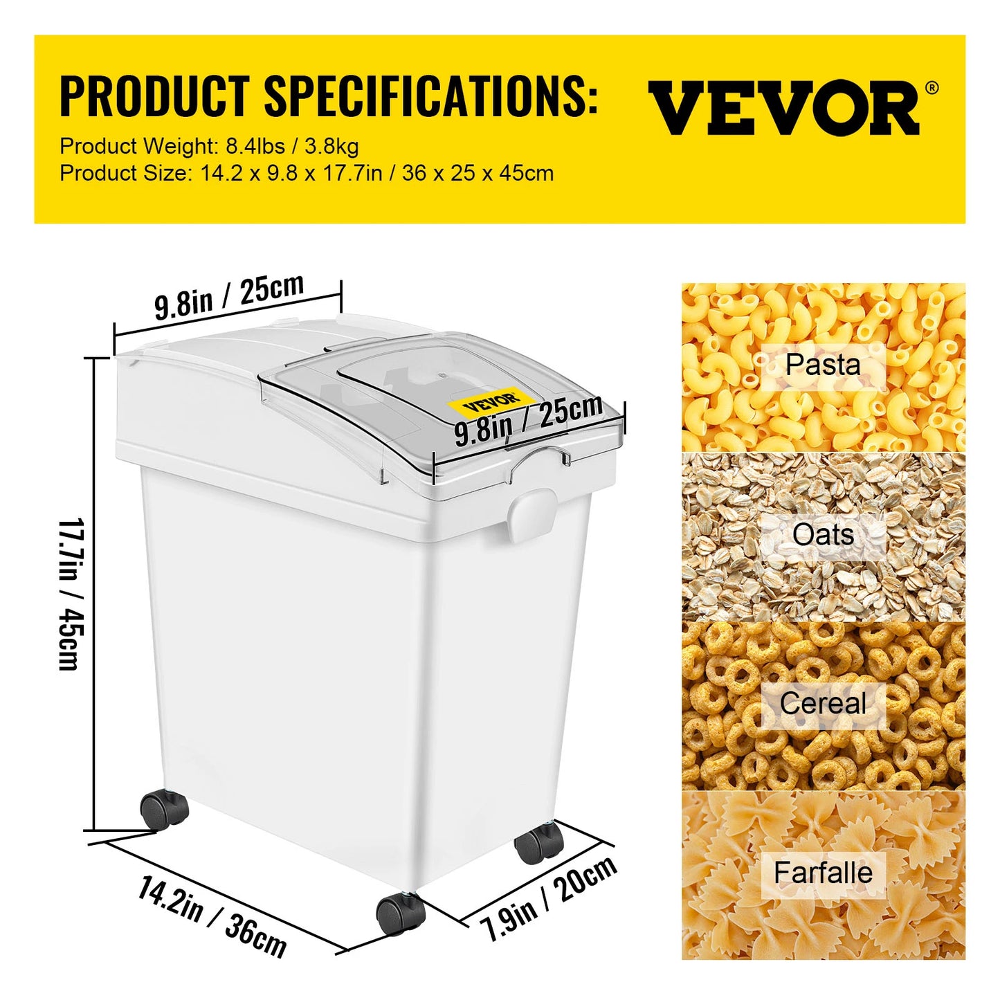 25L Dry Ingredient Storage Bin with Scoop & Casters – Dustproof, Airtight Container for Rice, Flour & Soybeans