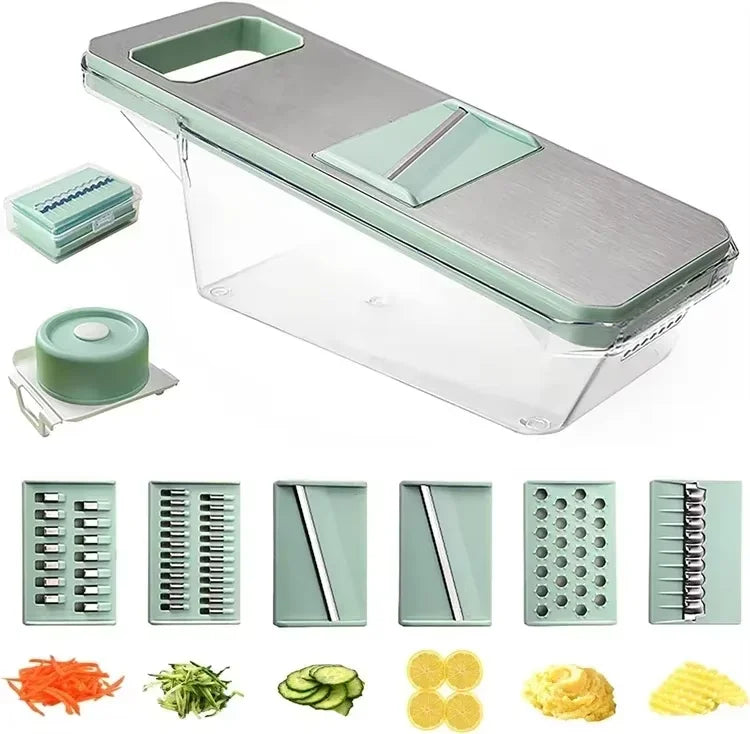 6‑in‑1 Veggie Slicer Mandoline – Multi‑Blade Cutter for Easy Slicing, Julienne & Shredding