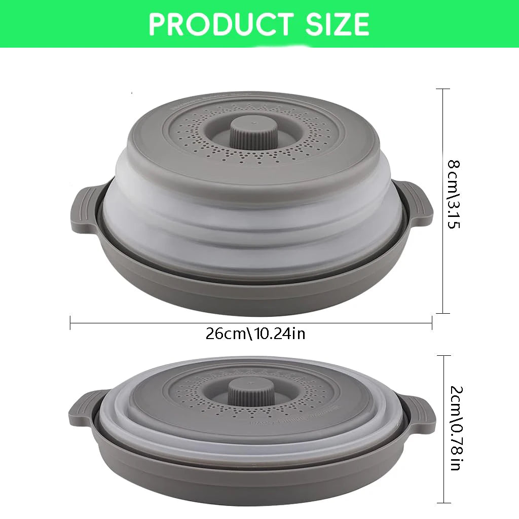 10.2" Microwave Plate Cover – Collapsible 2‑in‑1 Splatter Guard & Multi‑Purpose Lid