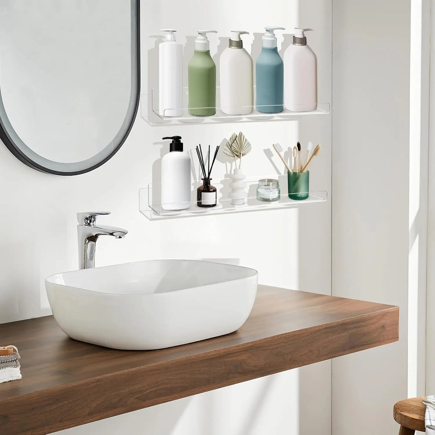 15" Clear Acrylic Floating Shelves - Set of 4