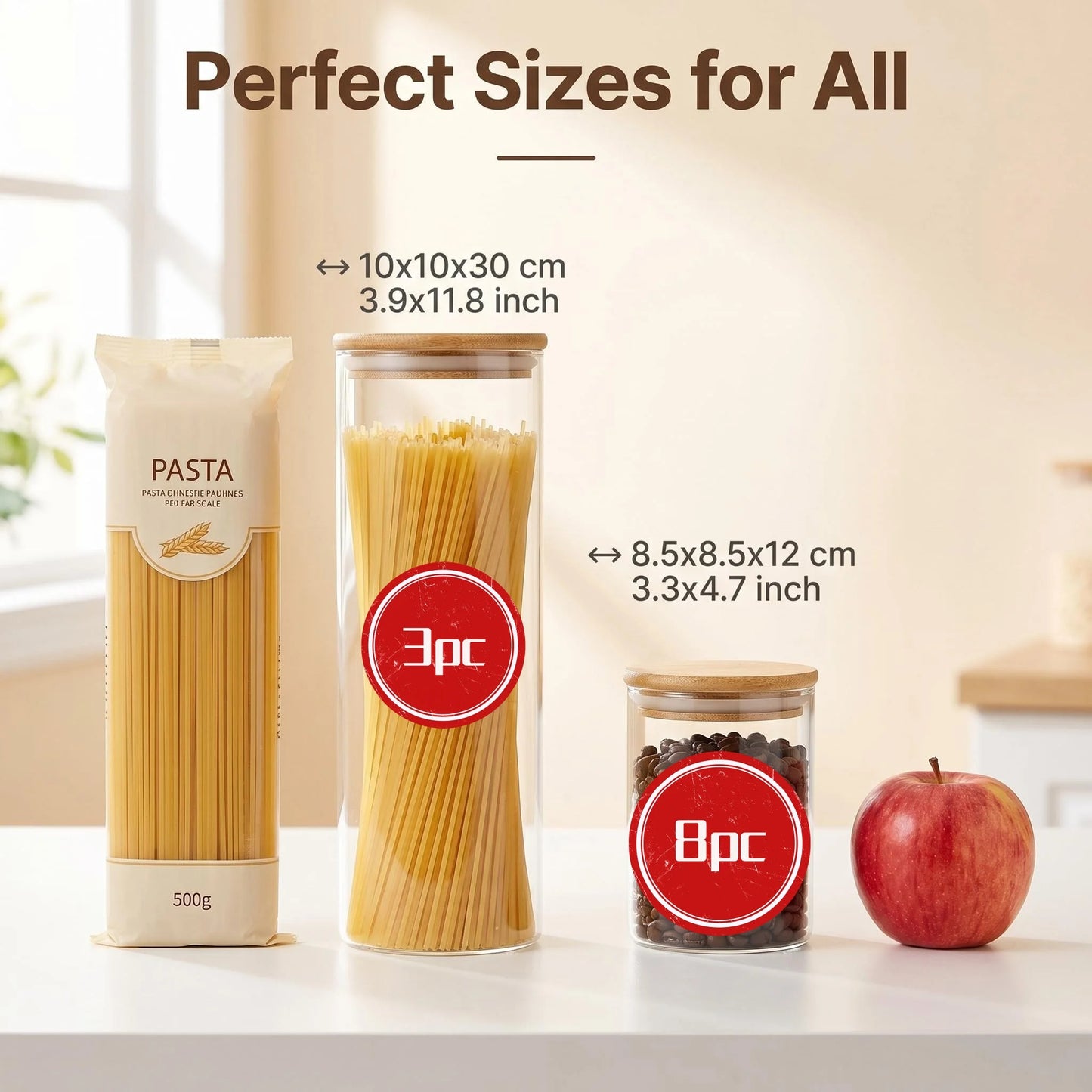 11-Piece Glass Food Storage Jar Set with Bamboo Lids & Spoons