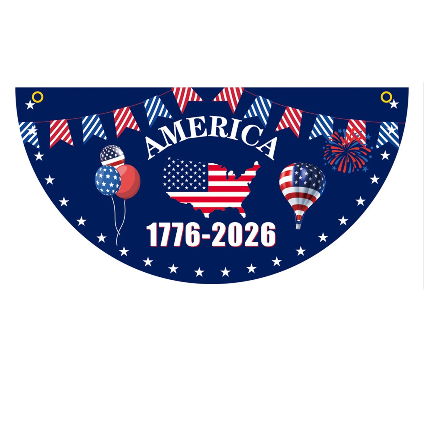 America 250th Anniversary Fan-Shaped Flag Bunting Banner – 1776–2026 Patriotic Indoor/Outdoor Porch & Yard Decor
