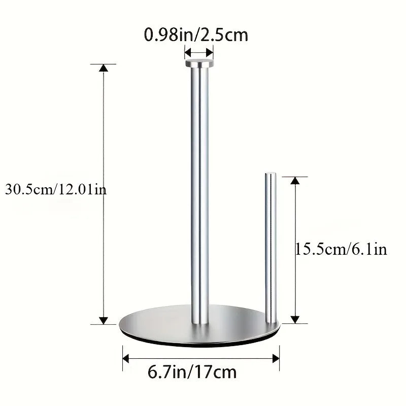 Stainless Steel Paper Towel Holder – Weighted Base Countertop Kitchen Organizer, Heavy Duty Space-Saving Design