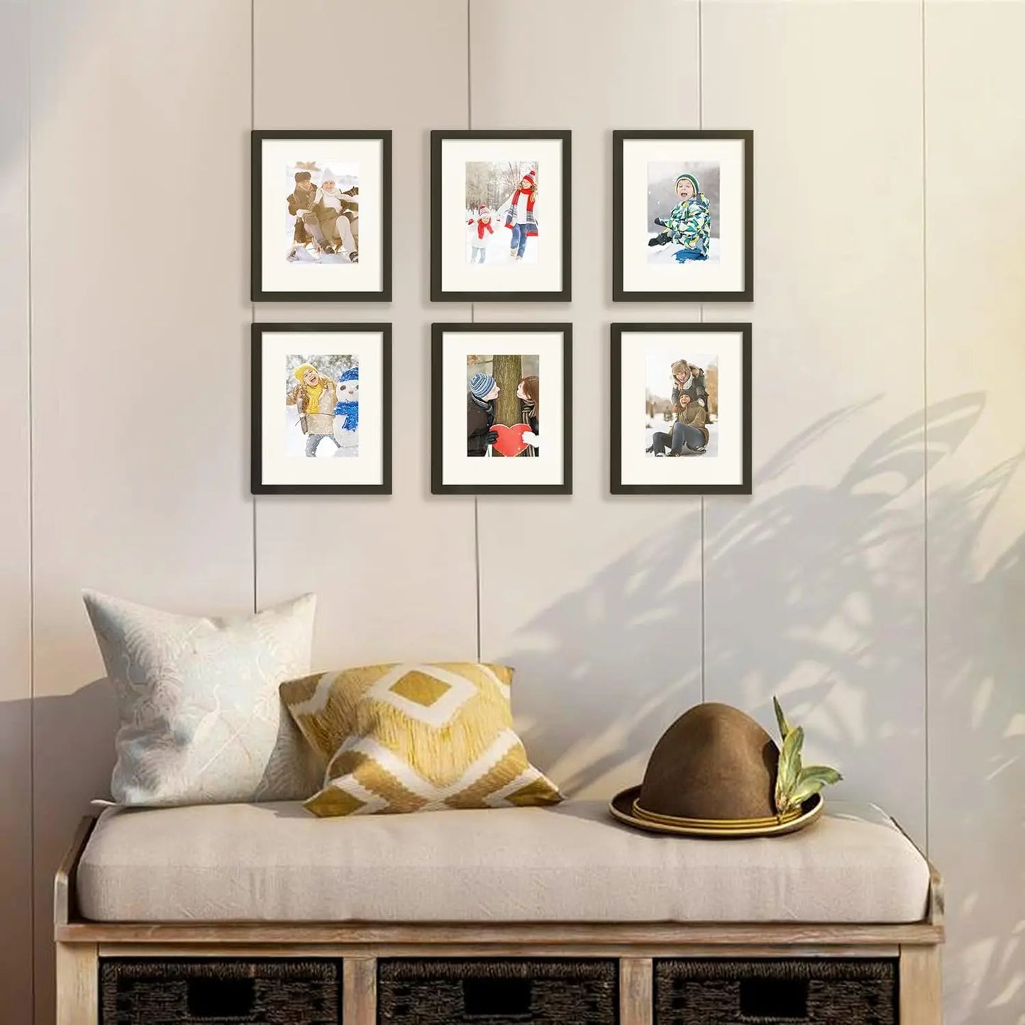 Set of 5 Black Picture Frames – 8×10 Display or 5×7 with Mat