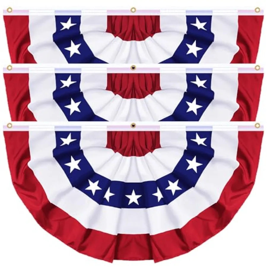 Patriotic Pleated Fan Flag – Outdoor American Bunting for Holiday Décor