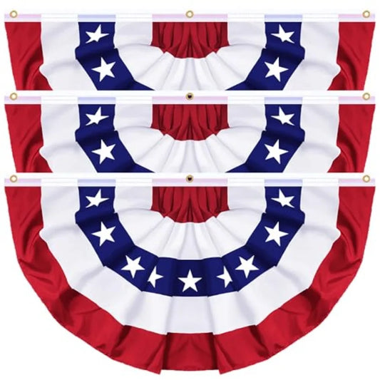 Patriotic Pleated Fan Flag – Outdoor American Bunting for Holiday Décor