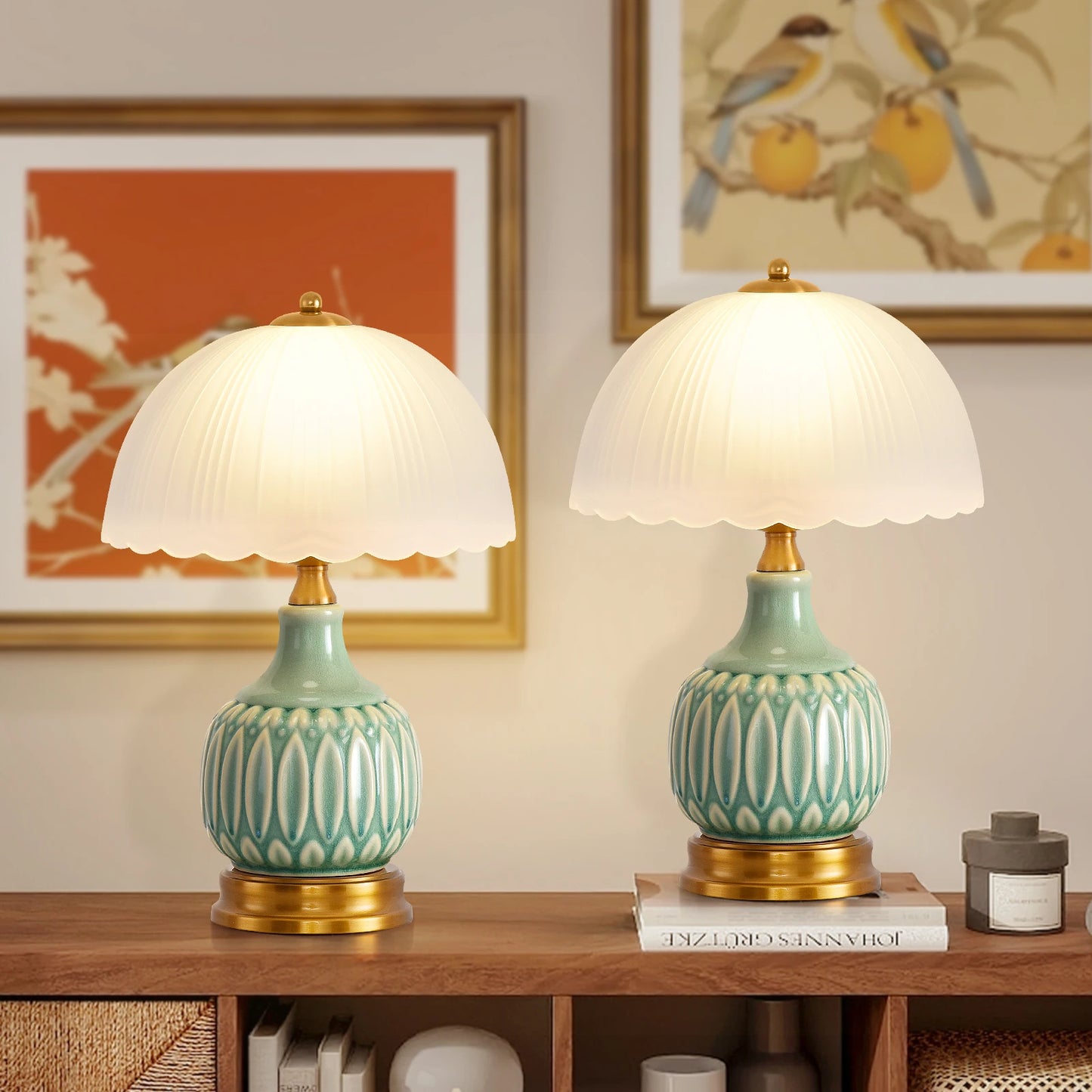 Vintage Lamp, 16" Modern Ceramic Table Lamps