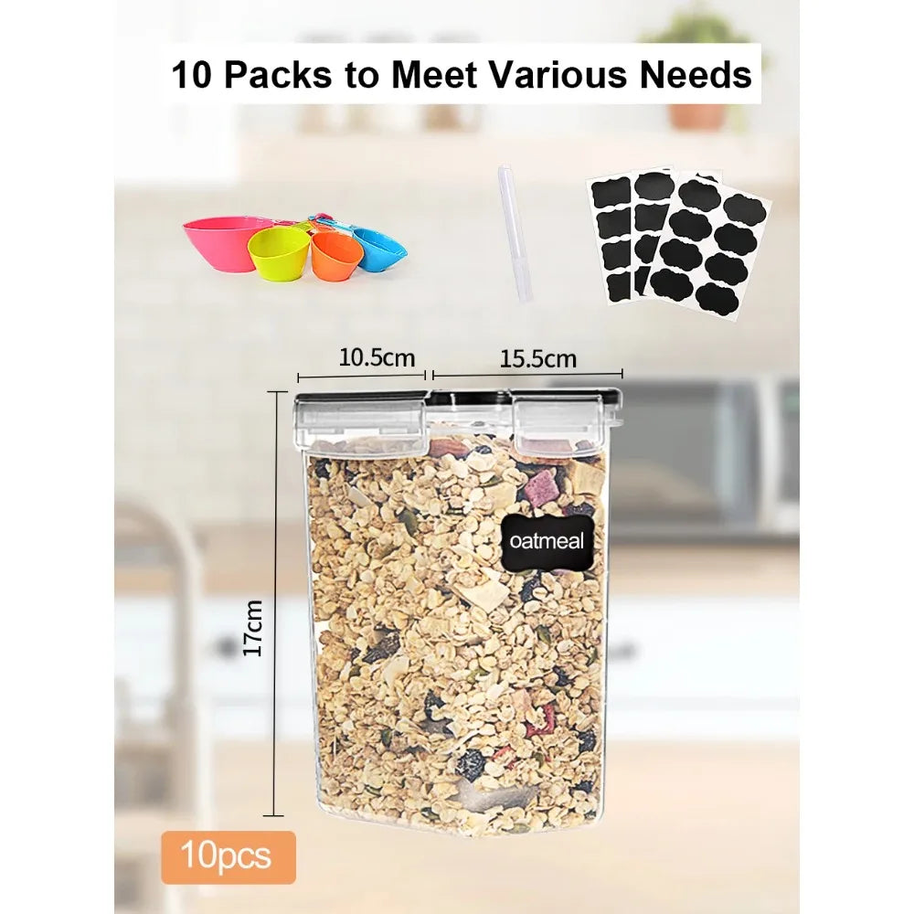 10-Piece BPA-Free Airtight Food Storage Containers with Lids - Multi-Size Pantry Organizers for Dry Goods/Snacks/Fruits